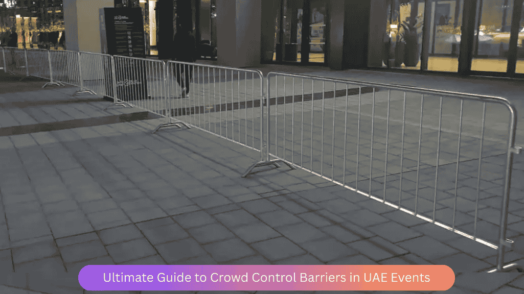 Police barriers for crowd control at Dubai festival