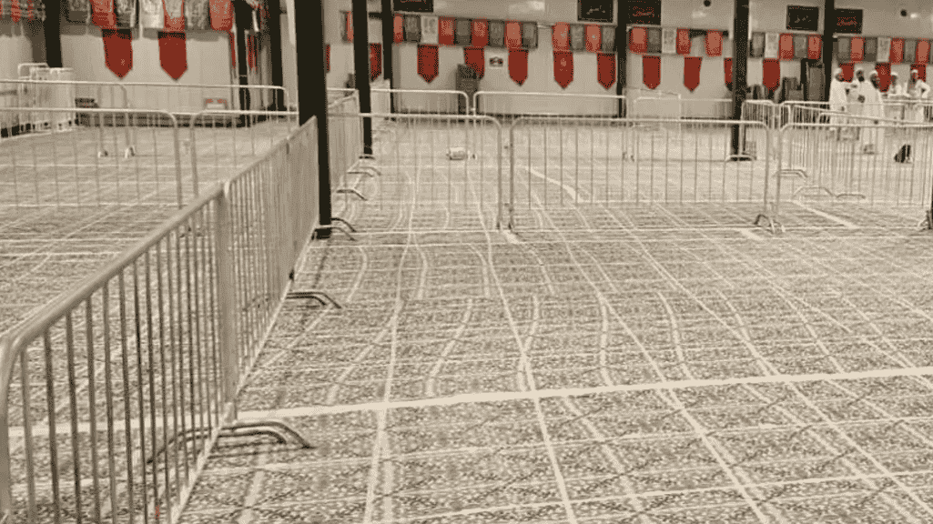 Police barriers rental equipment deployed for crowd control at Dubai event venue showing professional security barriers setup